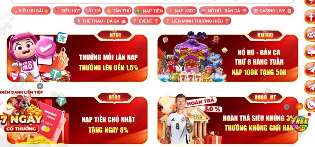 Nhiều chương trình khuyến mãi nạp rút cho thành viên